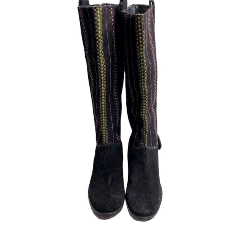 Jack Rogers Women's Aztec Boots Black Suede Leather and Fabric Sz 7 - Picture 3 of 8